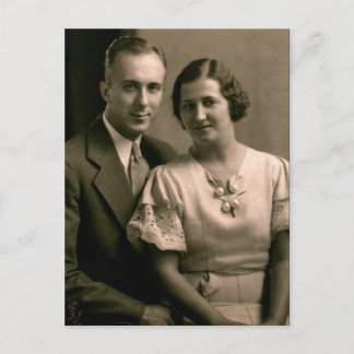 Carte Postale Retro Couple Mariage Portrait 1933