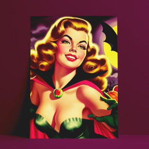 Carte Postale Retro Cute Vampire Pin-up