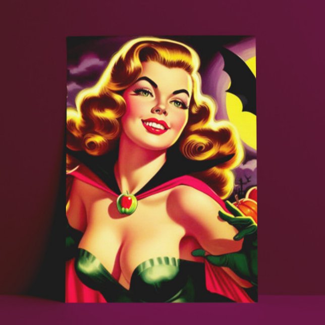 Carte Postale Retro Cute Vampire Pin-up (Créateur téléchargé)