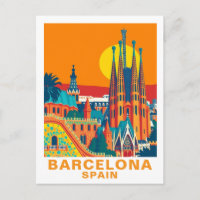 Carte postale rétro de Barcelone Espagne