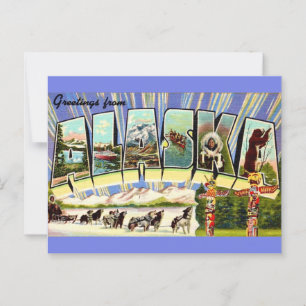 Carte postale rétro de bienvenue en Alaska