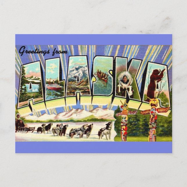 Carte postale rétro de bienvenue en Alaska (Devant)