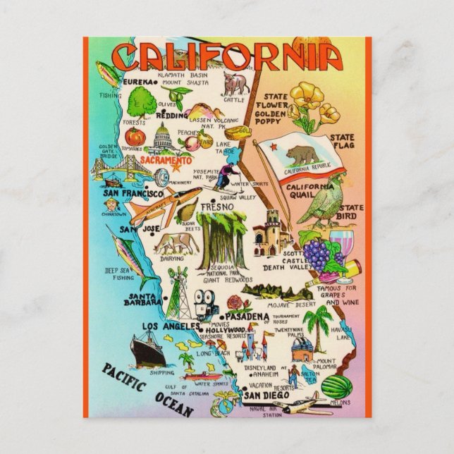 Carte postale rétro de Californie (Devant)