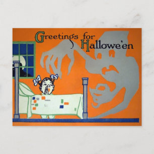 Carte postale rétro de fantôme creepy Halloween