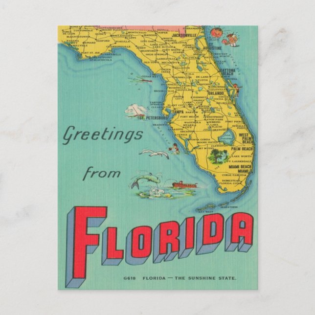 Carte postale rétro de Floride (Devant)