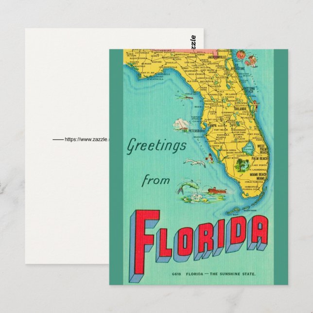 Carte postale rétro de Floride  (Devant / Derrière)