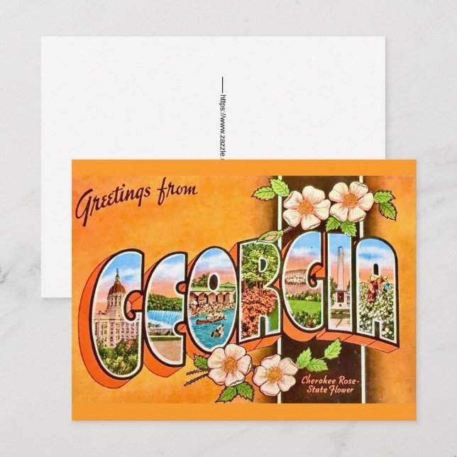 Carte postale rétro de Géorgie (Devant / Derrière)