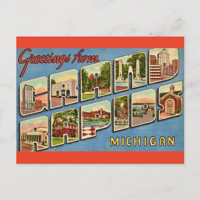 Carte postale rétro de Grand Rapids (Devant)