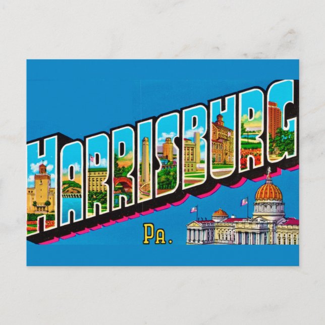 Carte postale rétro de Harrisburg PA (Devant)