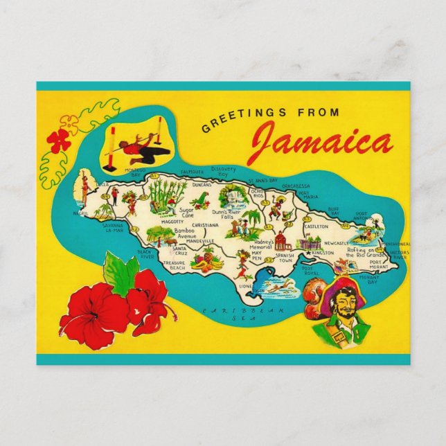 Carte postale rétro de la Jamaïque (Devant)