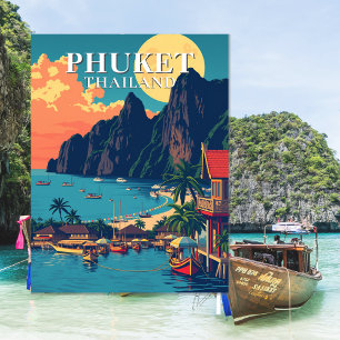 Carte postale rétro de la plage de Phuket Thaïland