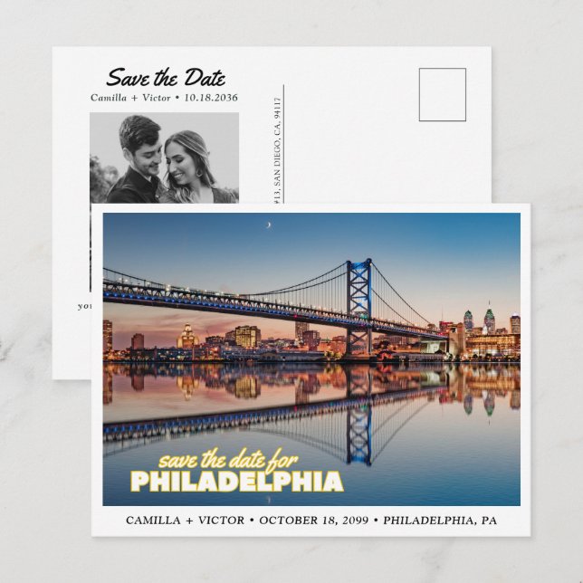 Carte postale rétro de la skyline de Philadelphie  (Devant / Derrière)
