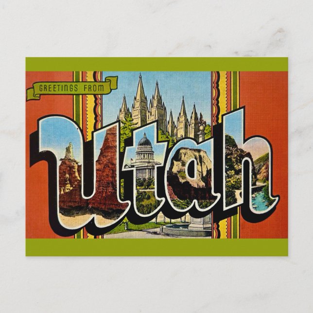 Carte postale rétro de l'Utah (Devant)