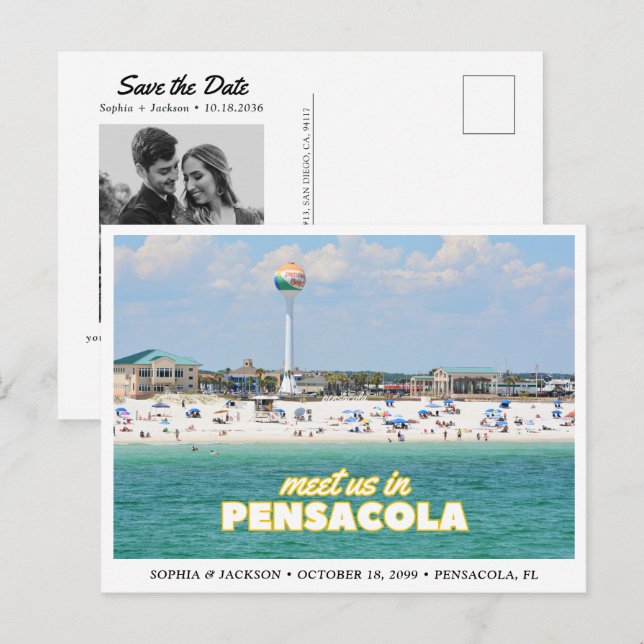 Carte postale rétro de mariage Pensacola pour anno (Devant / Derrière)