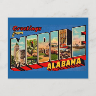 Carte postale rétro de Mobile Alabama