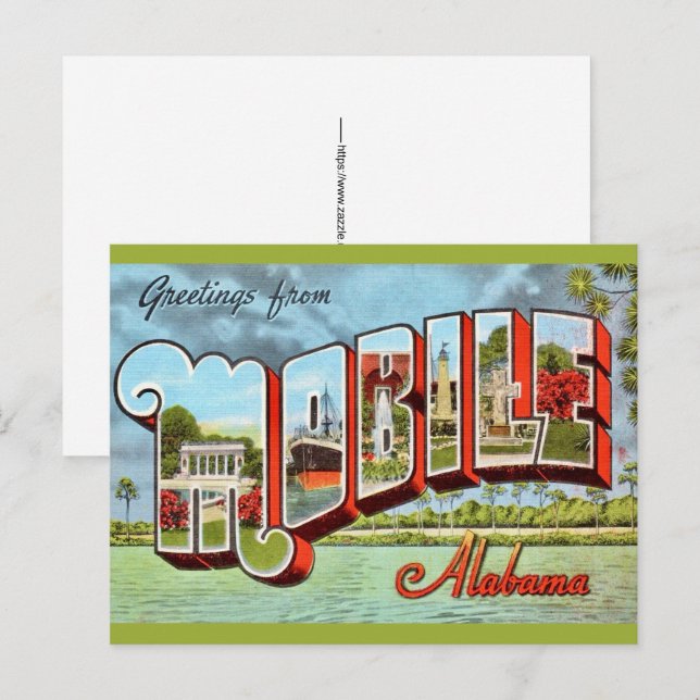 Carte postale rétro de Mobile Alabama (Devant / Derrière)