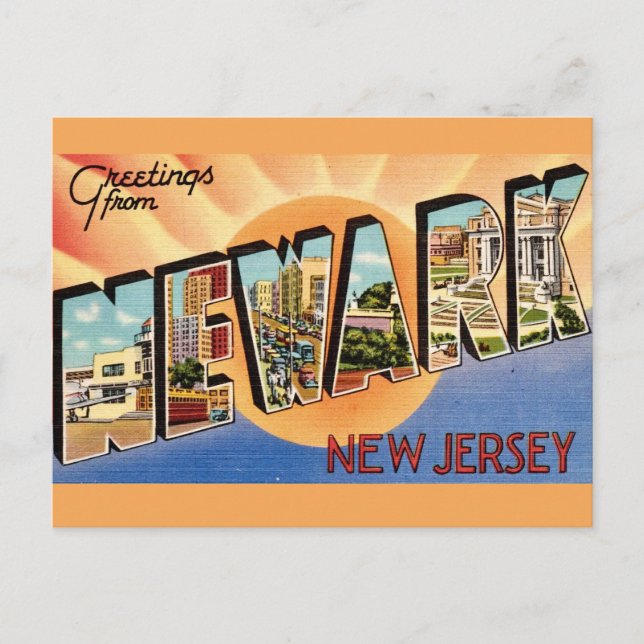 Carte postale rétro de Newark NJ (Devant)