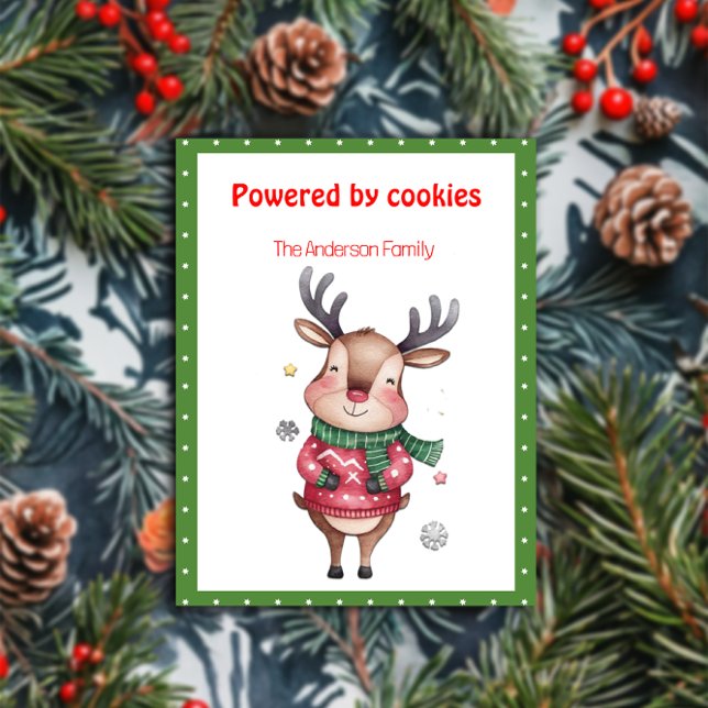 Carte postale rétro de Noël avec un renne mignon e (Créateur téléchargé)