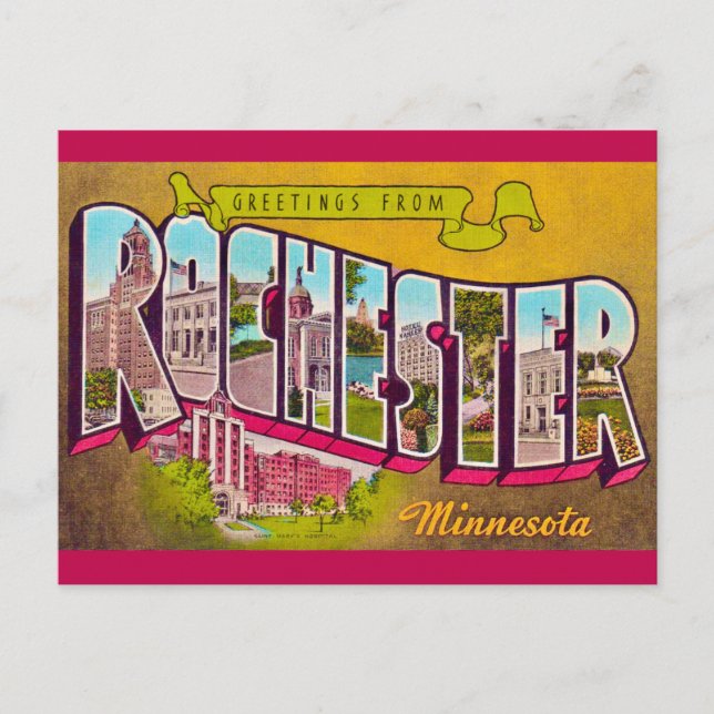 Carte postale rétro de Rochester Minn (Devant)