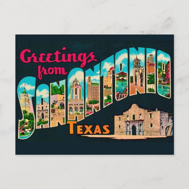 Carte postale rétro de salutations San Antonio  (Devant)