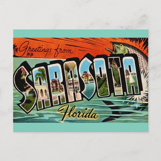 Carte postale rétro de Sarasota Floride (Devant)