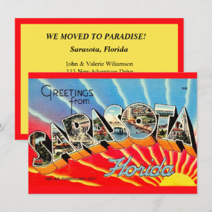 Carte postale rétro de Sarasota pour annonce de dé