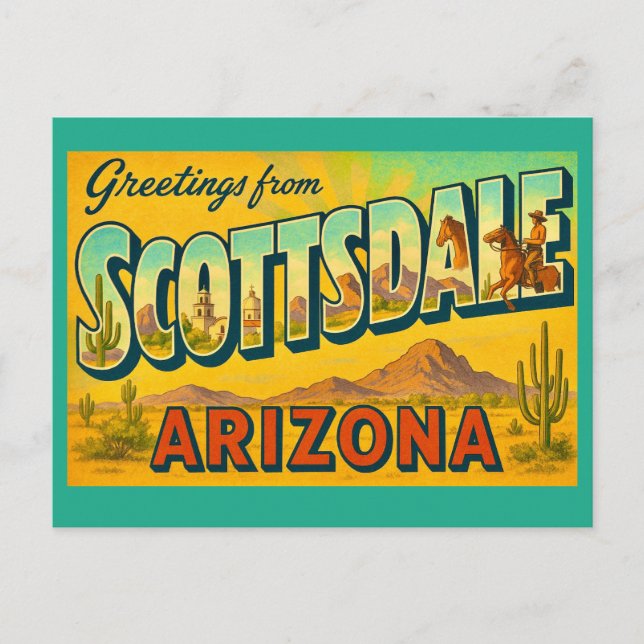 Carte postale rétro de Scottsdale Arizona (Devant)