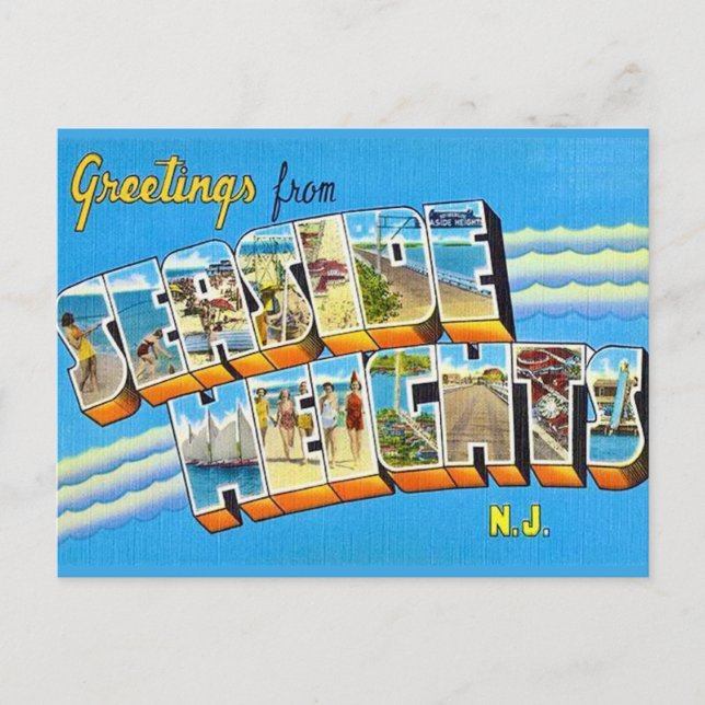 Carte postale rétro de Seaside Heights NJ (Devant)