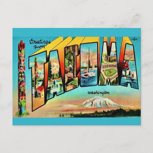 Carte postale rétro de Tacoma WA (Devant)