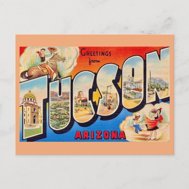 Carte postale rétro de Tucson Arizona (Devant)