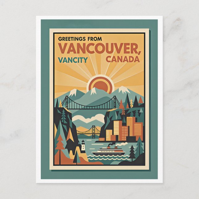 Carte postale rétro de Vancouver Canada – années 1 (Devant)