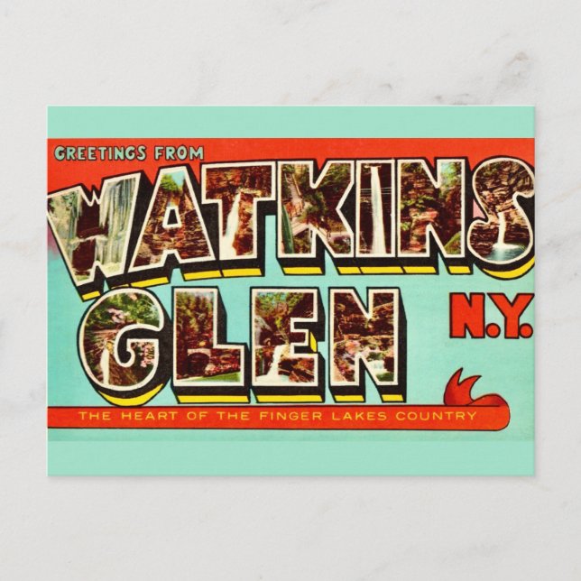 Carte postale rétro de Watkins Glen NY (Devant)
