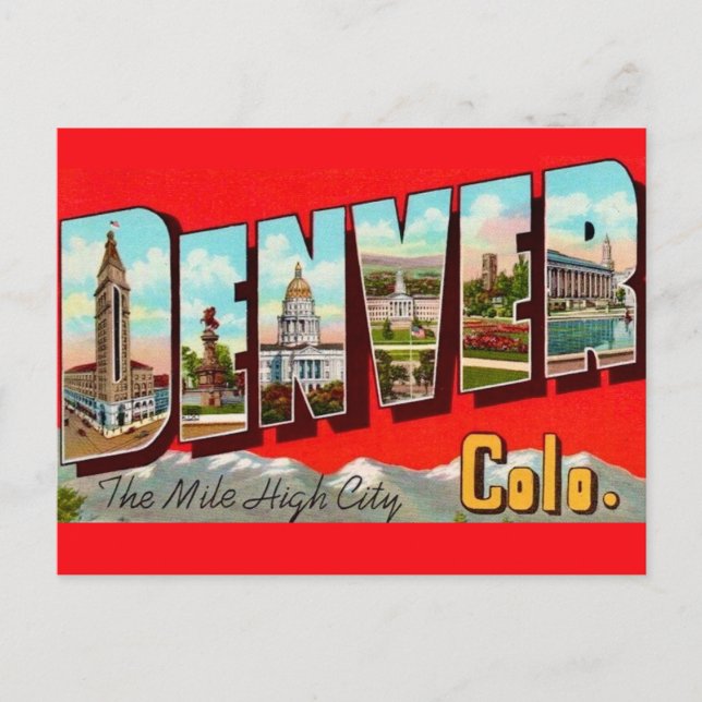 Carte postale rétro Denver Colorado (Devant)