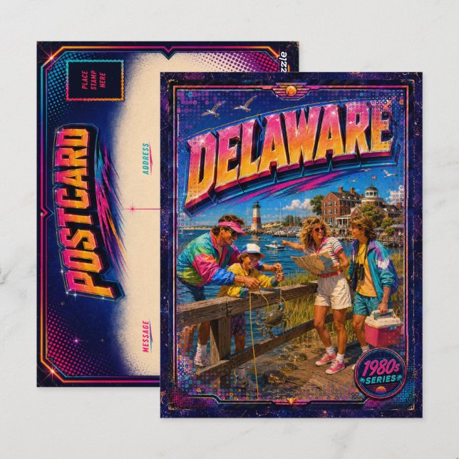 Carte postale rétro des années 80 du Delaware (Devant / Derrière)