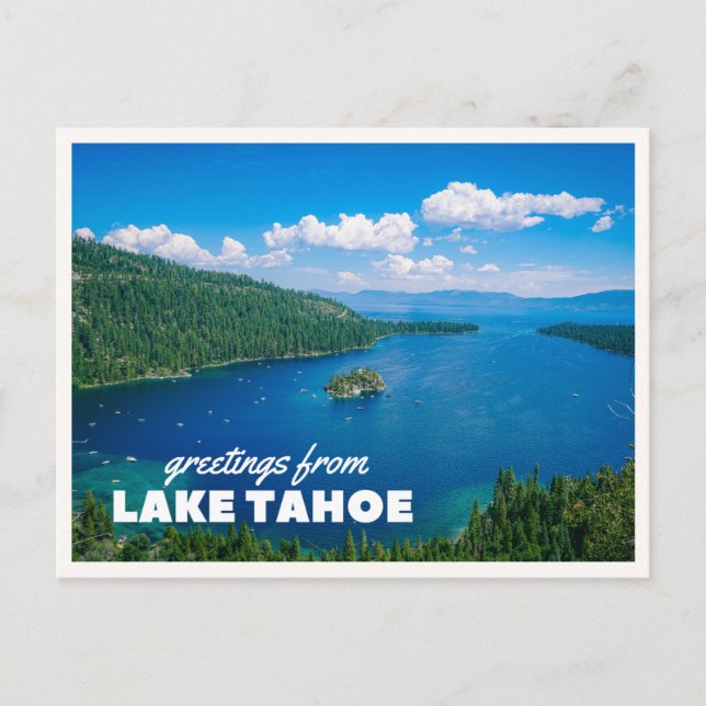 Carte postale rétro d'été de l'Emerald Bay du lac  (Devant)