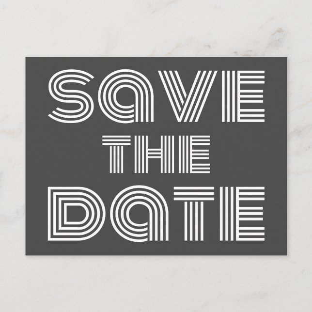 Carte Postale Rétro disco années 70 noir blanc save the date (Devant)