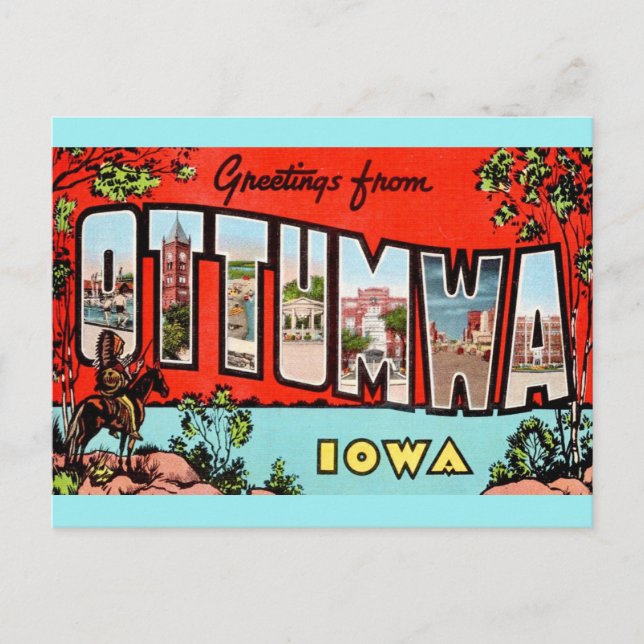 Carte postale rétro d'Otumwa Iowa (Devant)