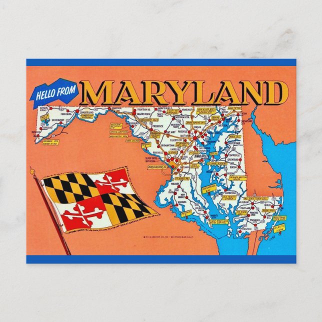 Carte postale rétro du Maryland (Devant)