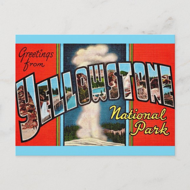 Carte postale rétro du parc national de Yellowston (Devant)