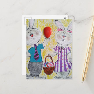 Carte Postale Retro Easter Bunnies