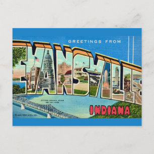 Carte postale rétro Evansville IN