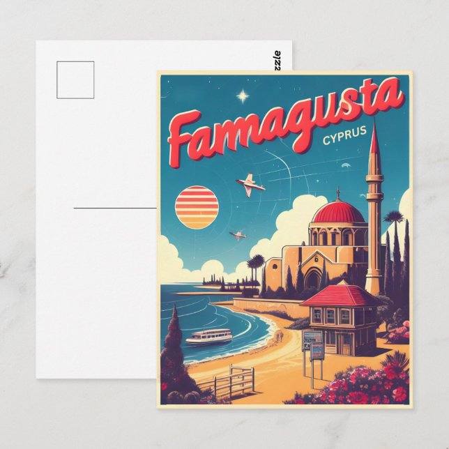 Carte Postale Retro Famagusta Beach Chypre cadeaux (Devant / Derrière)