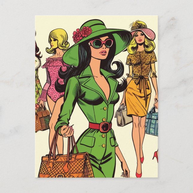 Carte Postale Retro Fashion Girls Comics (Devant)