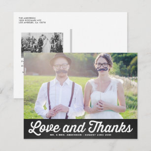Carte Postale Retro Faux Chalkboard Photo Mariage Merci