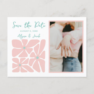 Carte Postale Retro Floral Chic Photo Enregistrer la date