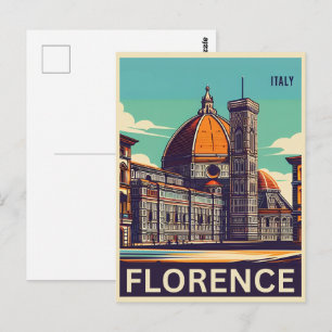 Carte Postale Retro Florence, cadeaux de voyage à Florence Itali
