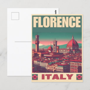 Carte Postale Retro Florence, firenze italie cadeaux de voyage