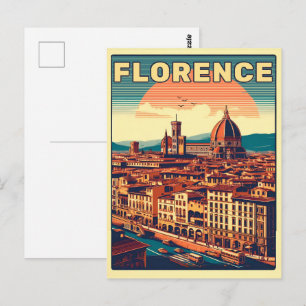 Carte Postale Retro Florence, firenze italie cadeaux de voyage