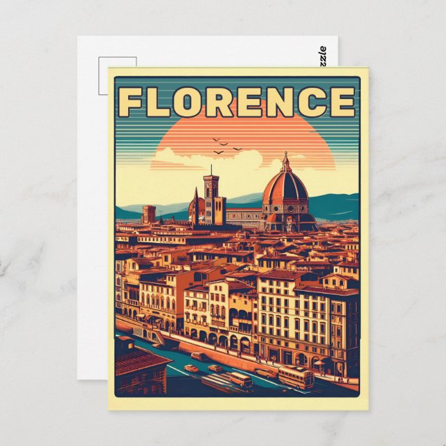 Carte Postale Retro Florence, firenze italie cadeaux de voyage (Devant / Derrière)