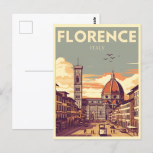 Carte Postale Retro Florence, firenze italie cadeaux de voyage